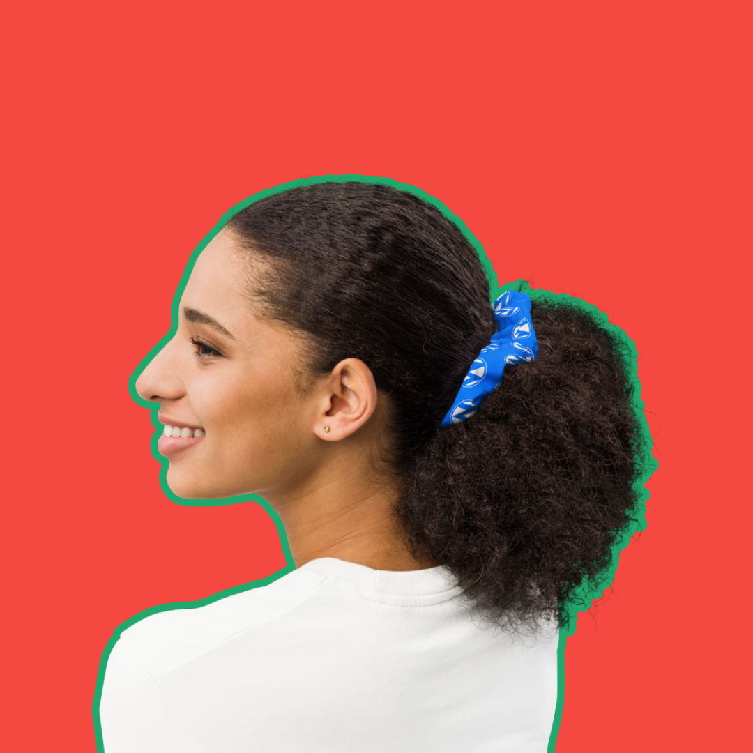 MomsRising M Blue Scrunchie